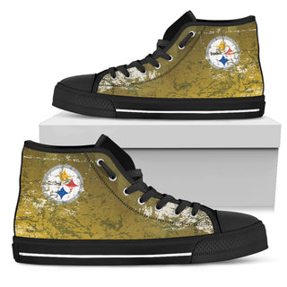 Grunge Vintage Logo Pittsburgh Steelers High Top Shoes