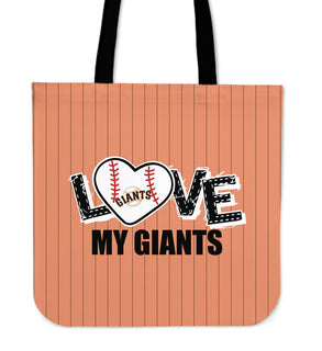 Love My San Francisco Giants Vertical Stripes Pattern Tote Bags