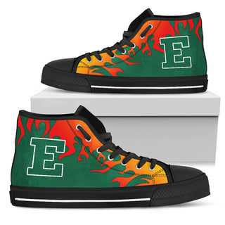 Fire Burning Fierce Strong Logo Eastern Michigan Eagles High Top Shoes