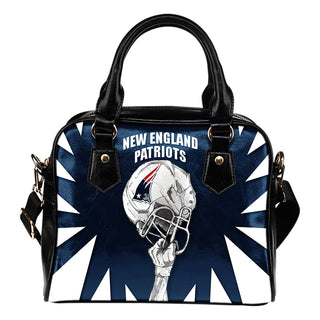 Saw Tooth Border Wonderful Hand Up New England Patriots Shoulder Handbag