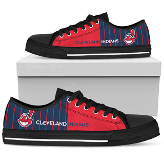 Simple Design Vertical Stripes Cleveland Indians Low Top Shoes