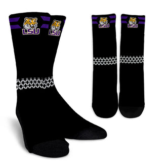 Round Striped Fascinating Sport LSU Tigers Crew Socks