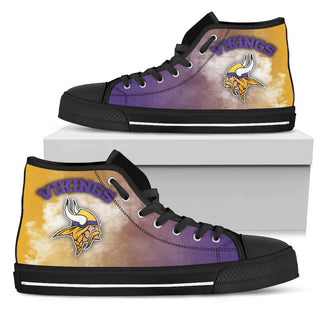White Smoke Vintage Minnesota Vikings High Top Shoes