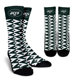 Chevron Lovely Kind Goodness Air New York Jets Crew Socks