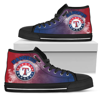 White Smoke Vintage Texas Rangers High Top Shoes