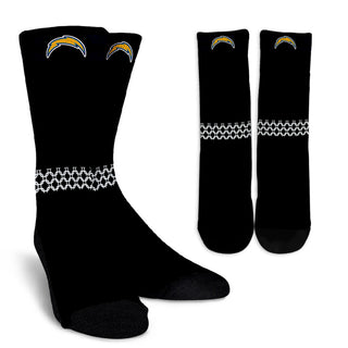 Round Striped Fascinating Sport Los Angeles Chargers Crew Socks