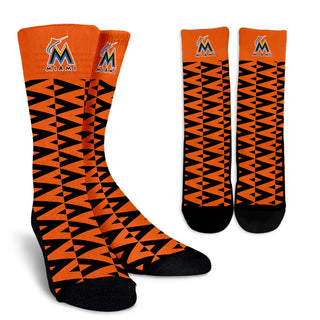 Chevron Lovely Kind Goodness Air Miami Marlins Crew Socks