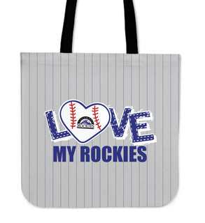 Love My Colorado Rockies Vertical Stripes Pattern Tote Bags