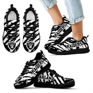 Stripes Pattern Print Oakland Raiders Sneakers V3