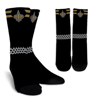 Round Striped Fascinating Sport New Orleans Saints Crew Socks