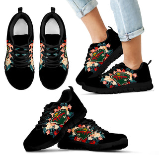 Gorgeous Flowers Background Insert Pretty Logo Minnesota Wild Sneakers