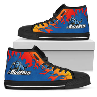 Fire Burning Fierce Strong Logo Buffalo Bulls High Top Shoes
