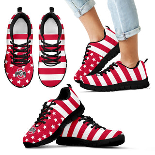 America Flag Logo Bottom Stripes Ohio State Buckeyes Sneakers