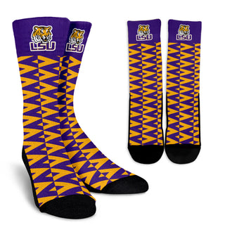 Chevron Lovely Kind Goodness Air LSU Tigers Crew Socks