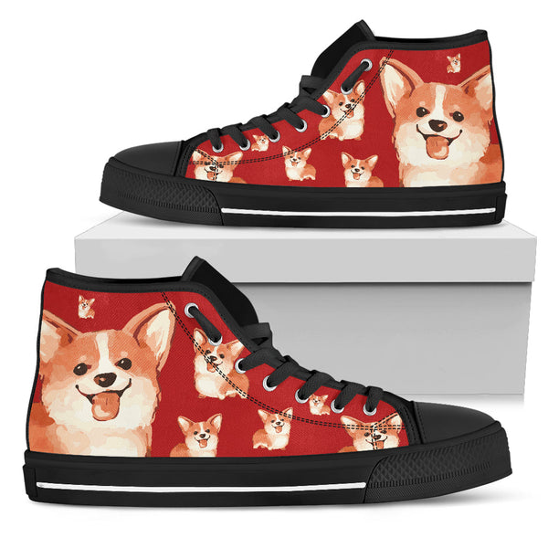 Shop Corgi Dog High Top Shoes Corgi Face Pattern – Best