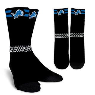 Round Striped Fascinating Sport Detroit Lions Crew Socks