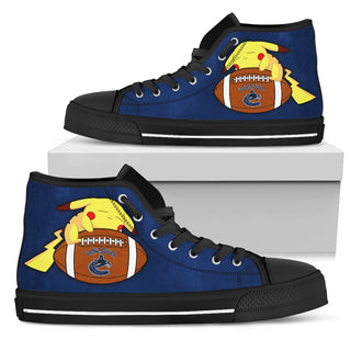 Happy Pikachu Laying On Ball Vancouver Canucks High Top Shoes