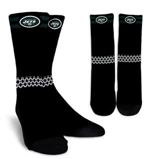 Round Striped Fascinating Sport New York Jets Crew Socks