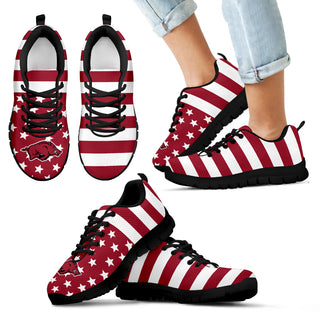 America Flag Logo Bottom Stripes Arkansas Razorbacks Sneakers