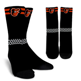 Round Striped Fascinating Sport Baltimore Orioles Crew Socks