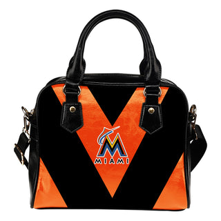 Triangle Double Separate Colour Miami Marlins Shoulder Handbags