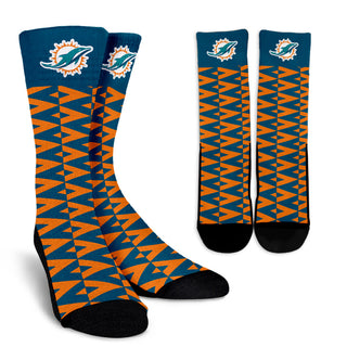 Chevron Lovely Kind Goodness Air Miami Dolphins Crew Socks