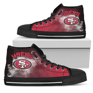 White Smoke Vintage San Francisco 49ers High Top Shoes