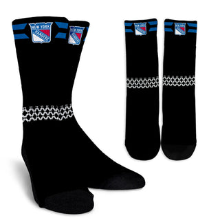 Round Striped Fascinating Sport New York Rangers Crew Socks