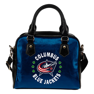Central Beautiful Logo Circle Lucky Leaf Columbus Blue Jackets Shoulder Handbags