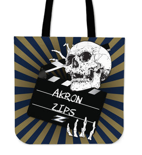 Clapper Film Skull Akron Zips Tote Bags