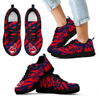Stripes Pattern Print Cleveland Indians Sneakers V3