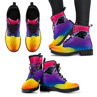 Multicolor Zig Zag Lovely Background Nice Logo Carolina Panthers Boots