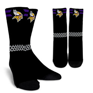 Round Striped Fascinating Sport Minnesota Vikings Crew Socks