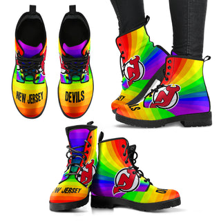 Colorful Rainbow New Jersey Devils Boots