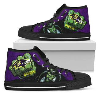 Hulk Punch Baltimore Ravens High Top Shoes