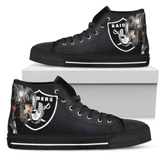 Thor Head Beside Oakland Raiders High Top Shoes