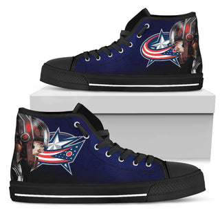 Thor Head Beside Columbus Blue Jackets High Top Shoes