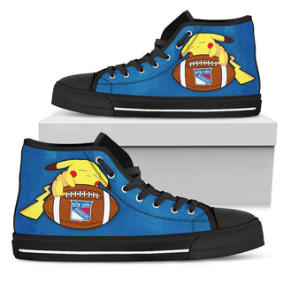 Unique Pikachu Laying On Ball New York Rangers High Top Shoes