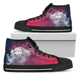 White Smoke Vintage Washington Capitals High Top Shoes