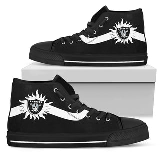 Simple Van Sun Flame Oakland Raiders High Top Shoes