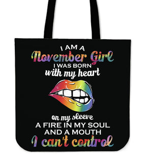 I Am A November Girl Tote Bags