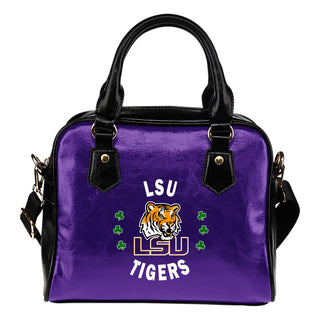 Central Beautiful Logo Circle Lucky Leaf LSU Tigers Shoulder Handbags