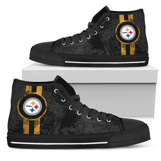 Triple Stripe Bar Dynamic Pittsburgh Steelers High Top Shoes V1