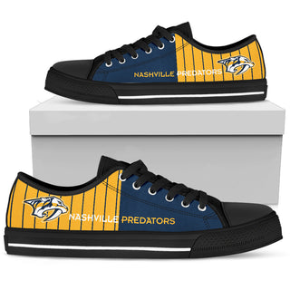 Simple Design Vertical Stripes Nashville Predators Low Top Shoes