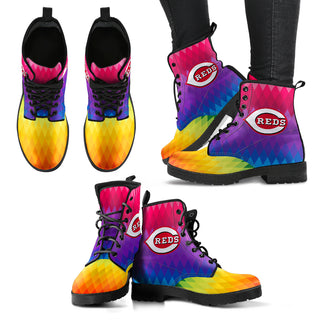 Multicolor Zig Zag Lovely Background Nice Logo Cincinnati Reds Boots