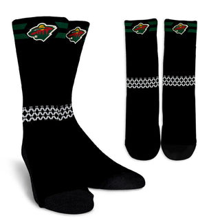 Round Striped Fascinating Sport Minnesota Wild Crew Socks