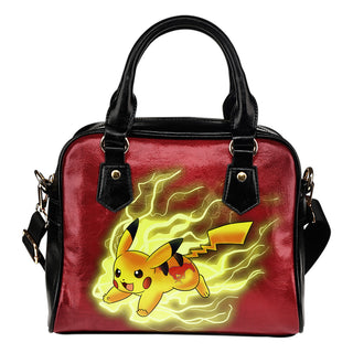 Pikachu Angry Moment SMU Mustangs Shoulder Handbags