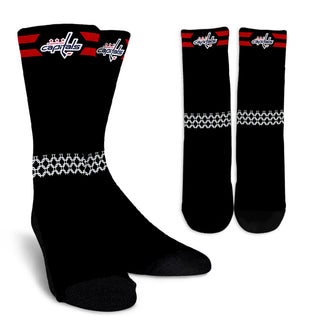 Round Striped Fascinating Sport Washington Capitals Crew Socks