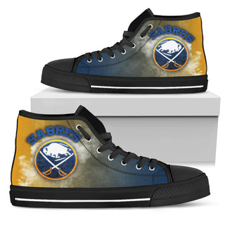White Smoke Vintage Buffalo Sabres High Top Shoes