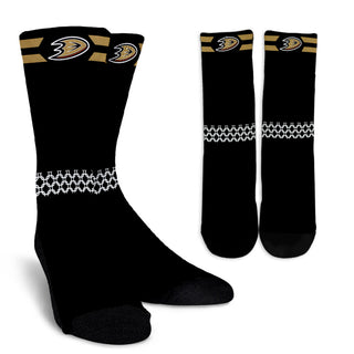Round Striped Fascinating Sport Anaheim Ducks Crew Socks